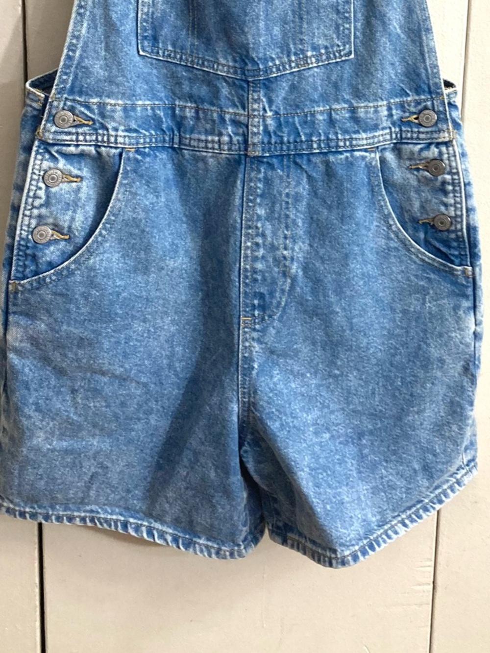 LEVI'S Vintage Blue Denim Shortalls Short Overalls Two hours Brand/Size M - Picture 7 of 15